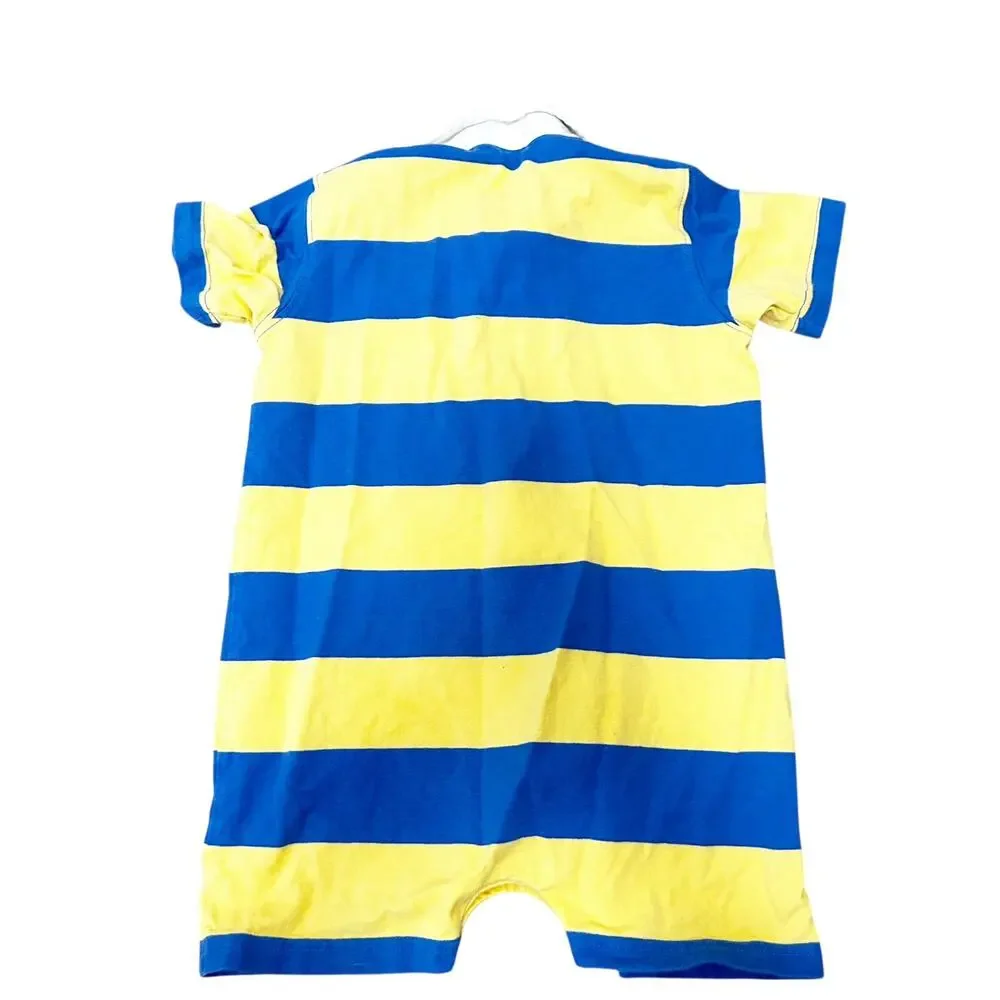 Polo Ralph Lauren Blue Yellow Striped One Piece Outfit Sz 24M